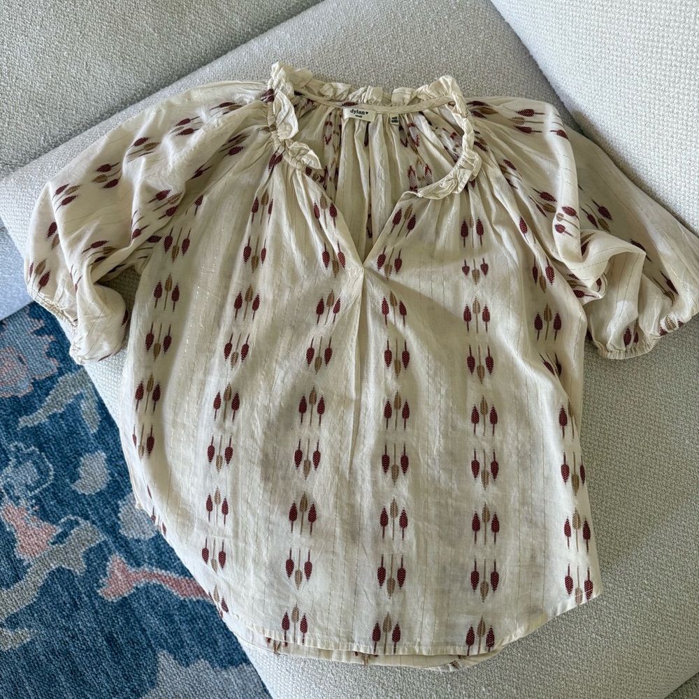 Dylan Beige And Rust Patterned Blouse - image 1